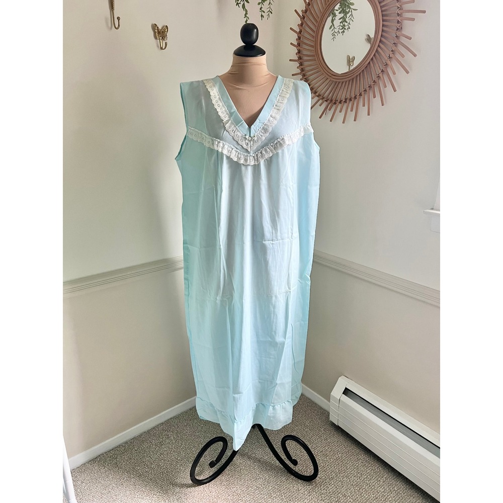 Vintage 70's Blue Ruffle Lace Nightgown Nightie